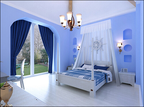 Phòng  ngủ màu xanh lam